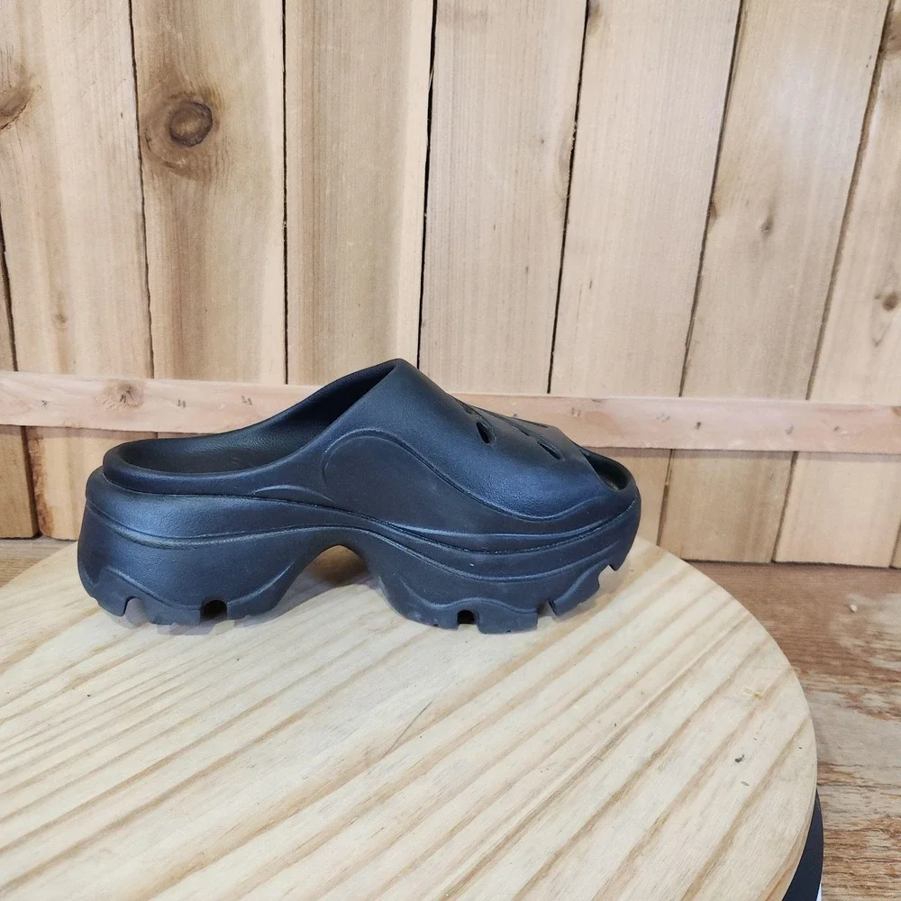 Adidas Stella McCartney Sandals Shoes Womens 6 Black Platform Slide Clog